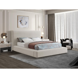 Meridian Devin Beige Linen Textured Fabric Full Bed