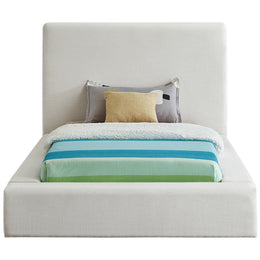 Meridian Devin Cream Linen Textured Fabric Twin Bed