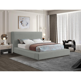 Meridian Devin Grey Linen Textured Fabric Full Bed
