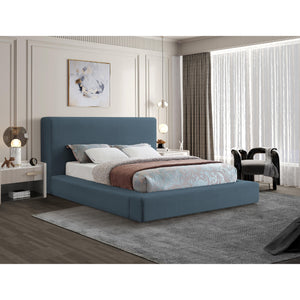 Meridian Devin Navy Linen Textured Fabric King Bed