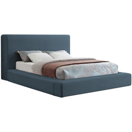 Meridian Devin Navy Linen Textured Fabric King Bed