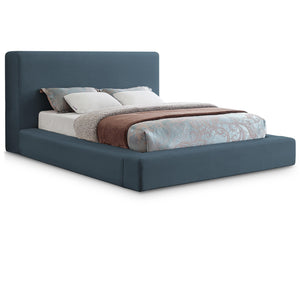 Meridian Devin Navy Linen Textured Fabric Queen Bed