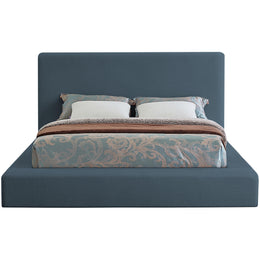 Meridian Devin Navy Linen Textured Fabric Queen Bed