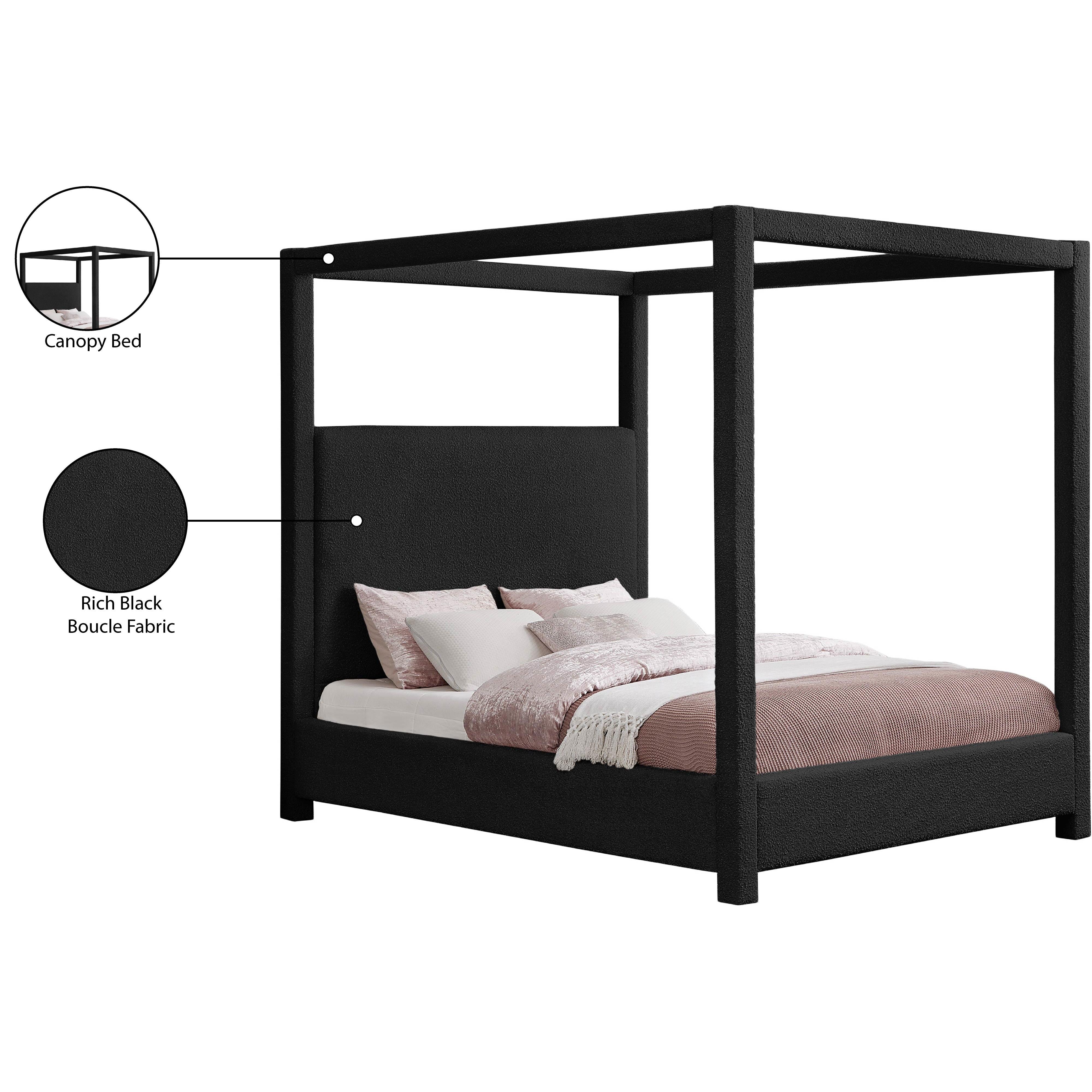 Meridian Eden Black Boucle Fabric King Bed (3 Boxes)
