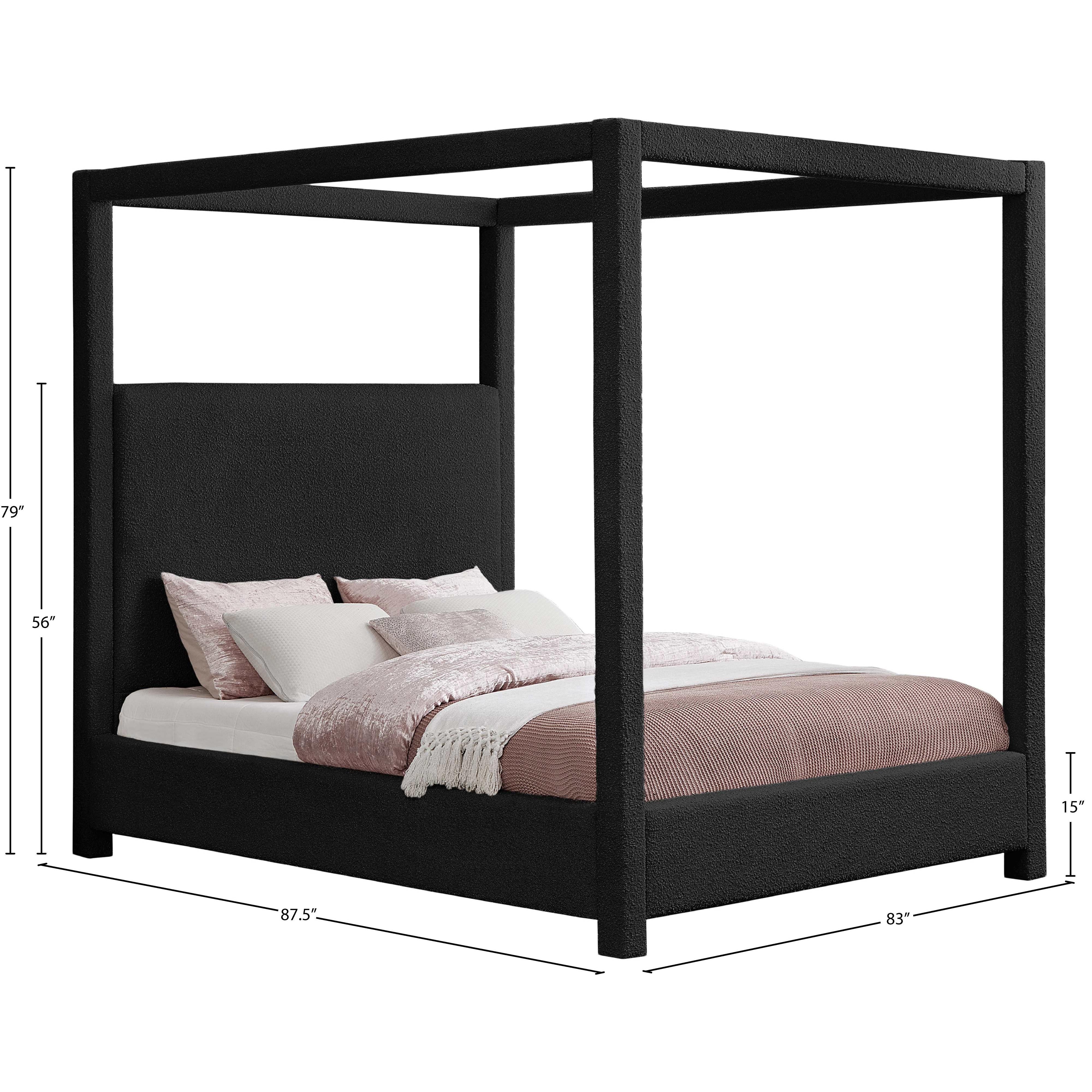 Meridian Eden Black Boucle Fabric King Bed (3 Boxes)