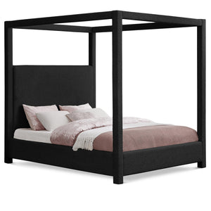 Meridian Eden Black Boucle Fabric Queen Bed (3 Boxes)