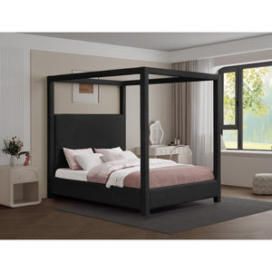Meridian Eden Black Boucle Fabric Queen Bed (3 Boxes)