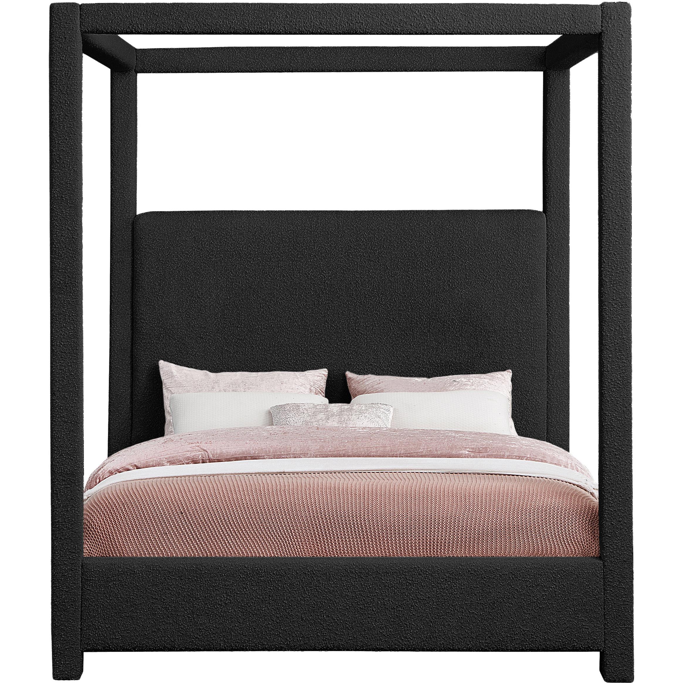 Meridian Eden Black Boucle Fabric Queen Bed (3 Boxes)