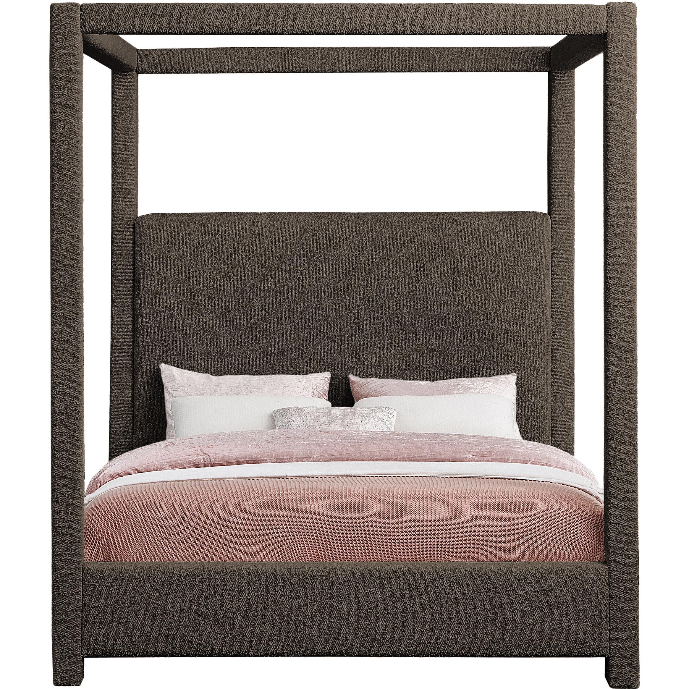Meridian Eden Brown Boucle Fabric King Bed (3 Boxes)