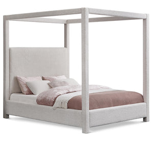 Meridian Eden Cream Boucle Fabric Queen Bed (3 Boxes)