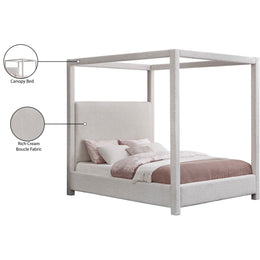 Meridian Eden Cream Boucle Fabric Queen Bed (3 Boxes)