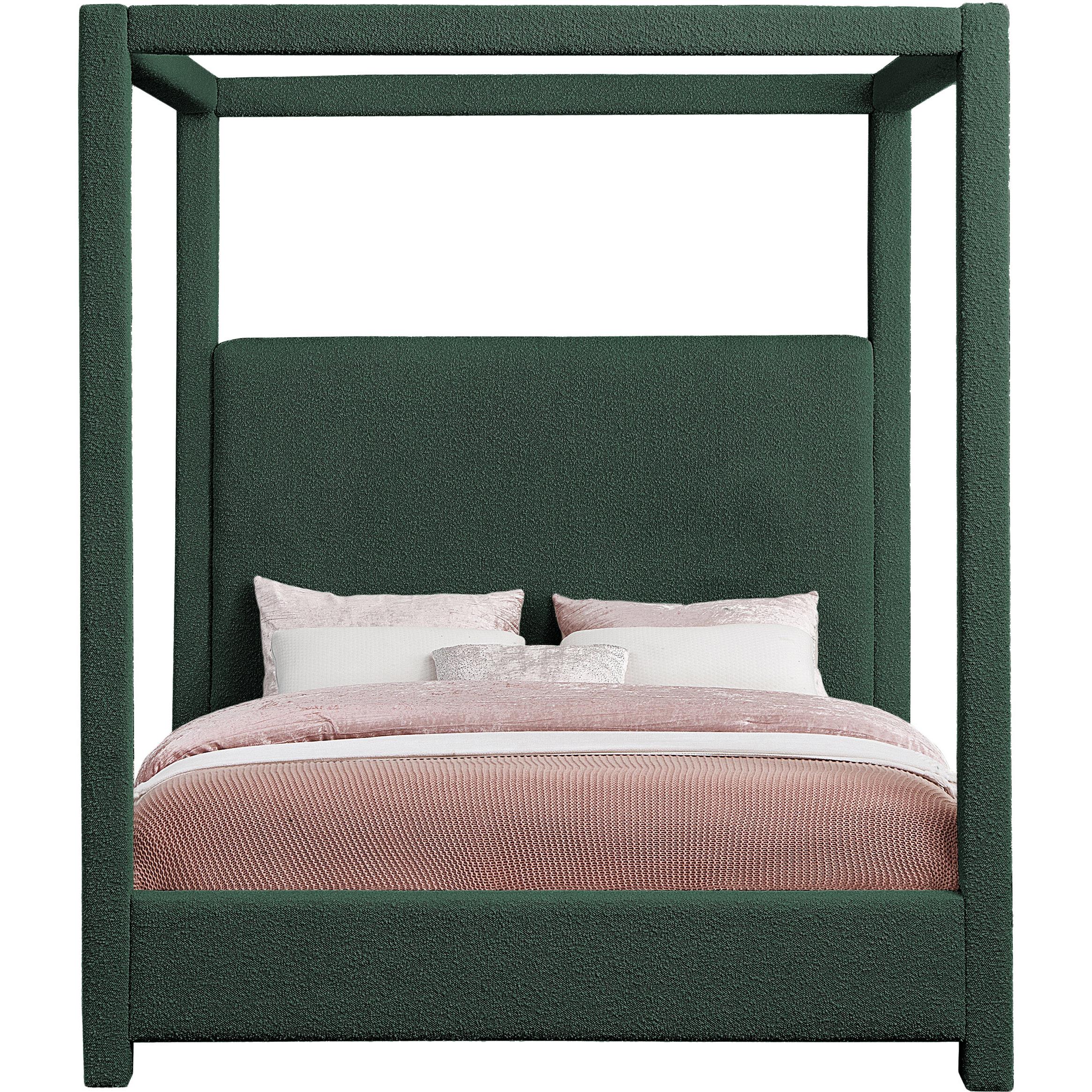 Meridian Eden Green Boucle Fabric King Bed (3 Boxes)