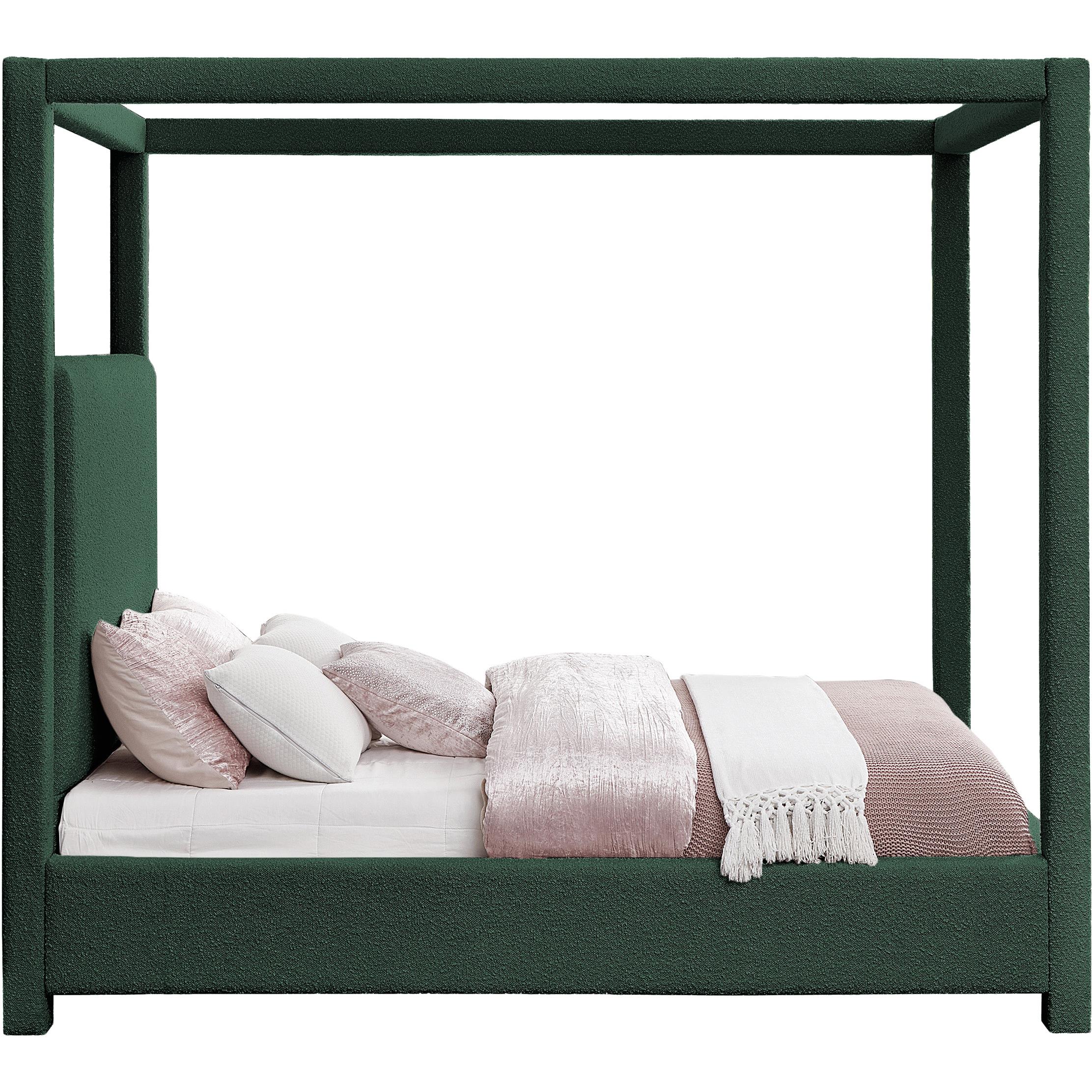 Meridian Eden Green Boucle Fabric Queen Bed (3 Boxes)