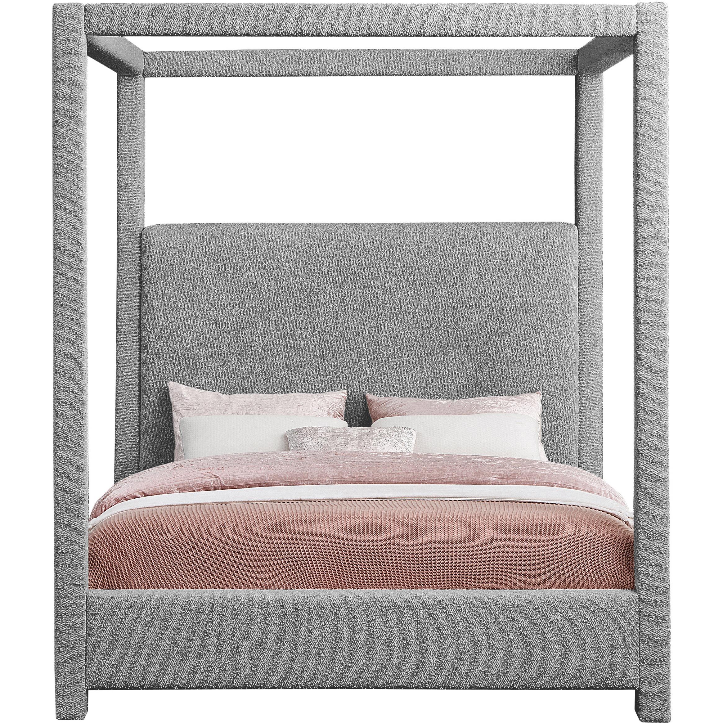 Meridian Eden Grey Boucle Fabric King Bed (3 Boxes)