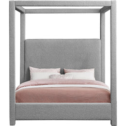 Meridian Eden Grey Boucle Fabric Queen Bed (3 Boxes)
