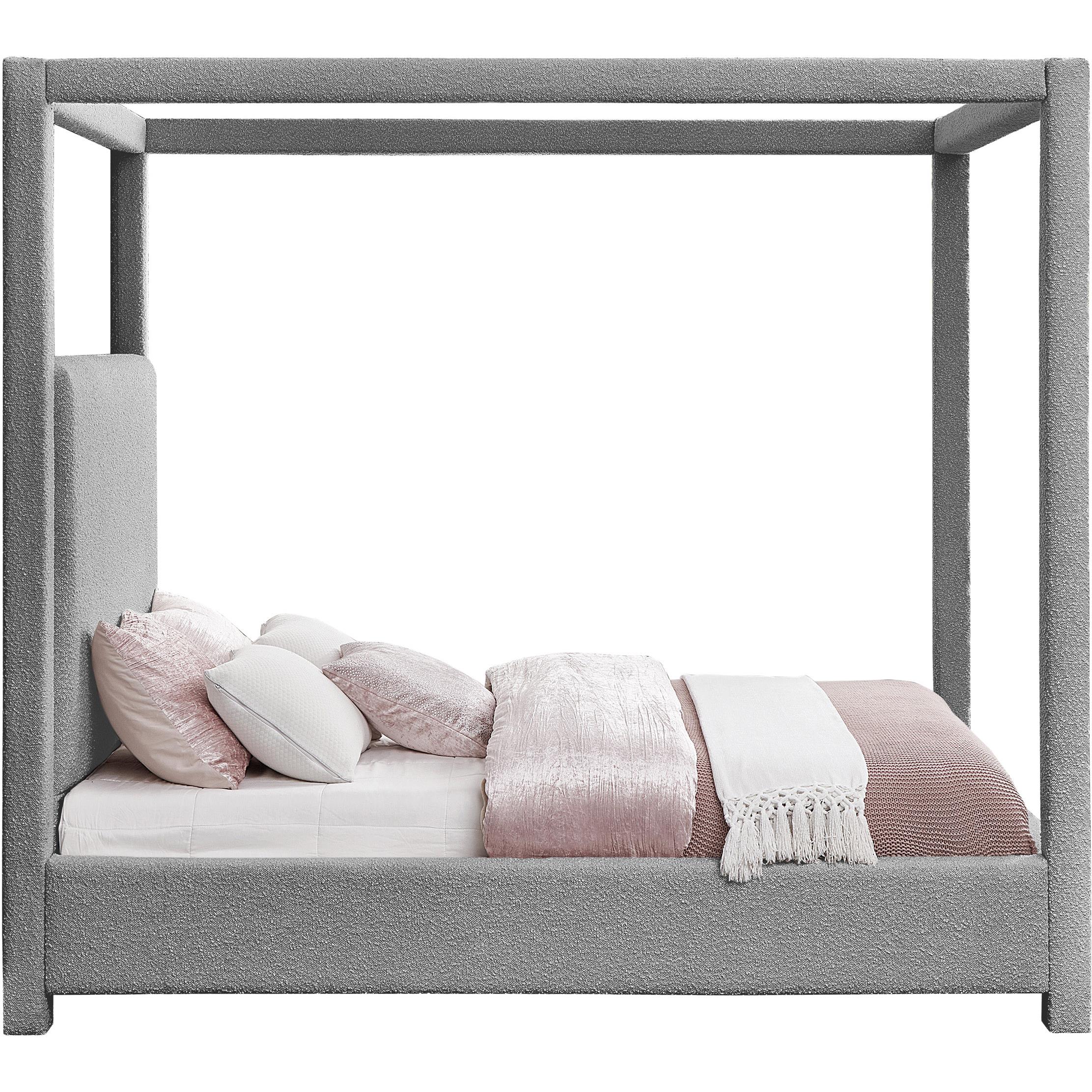 Meridian Eden Grey Boucle Fabric Queen Bed (3 Boxes)