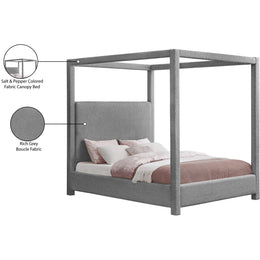 Meridian Eden Grey Boucle Fabric Queen Bed (3 Boxes)