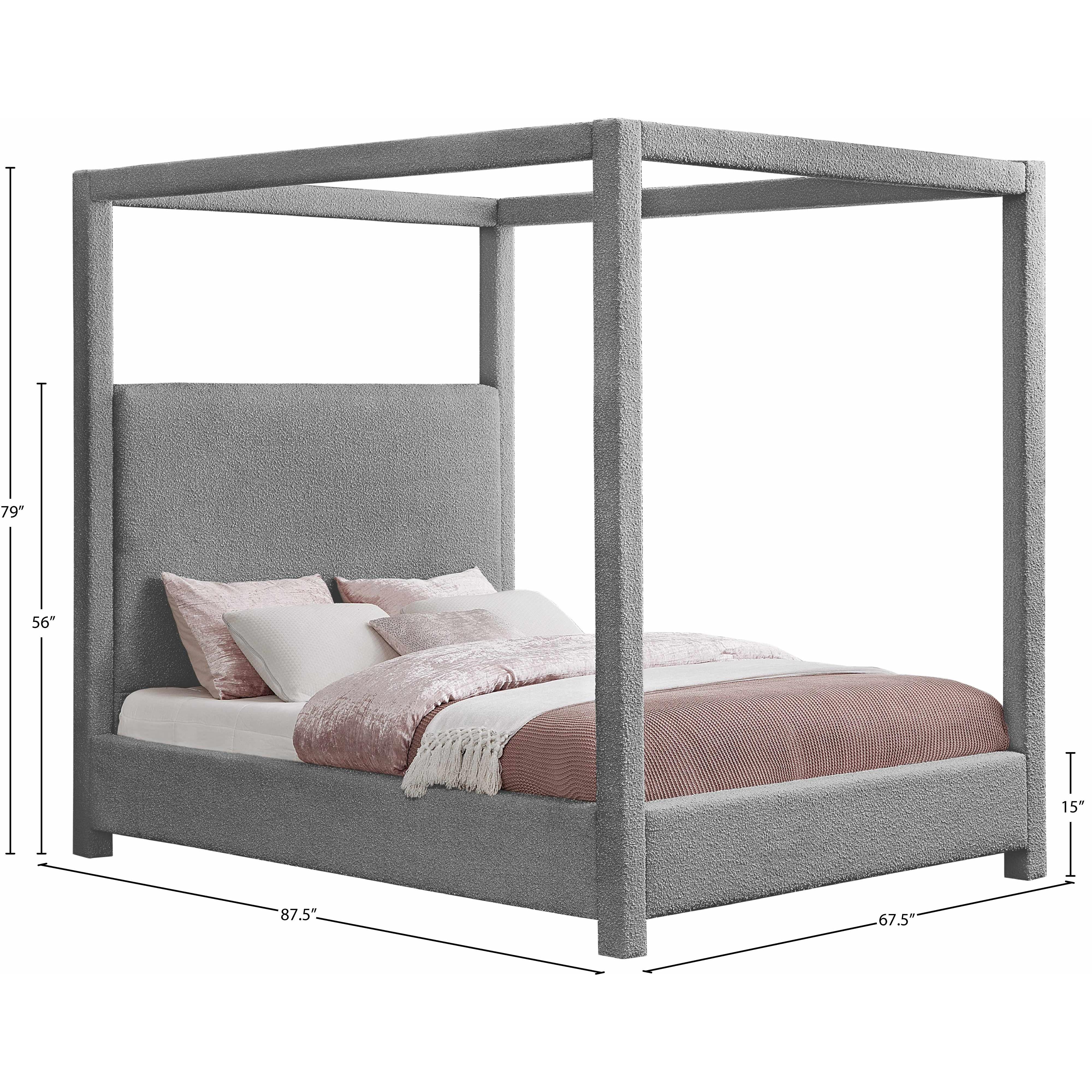 Meridian Eden Grey Boucle Fabric Queen Bed (3 Boxes)
