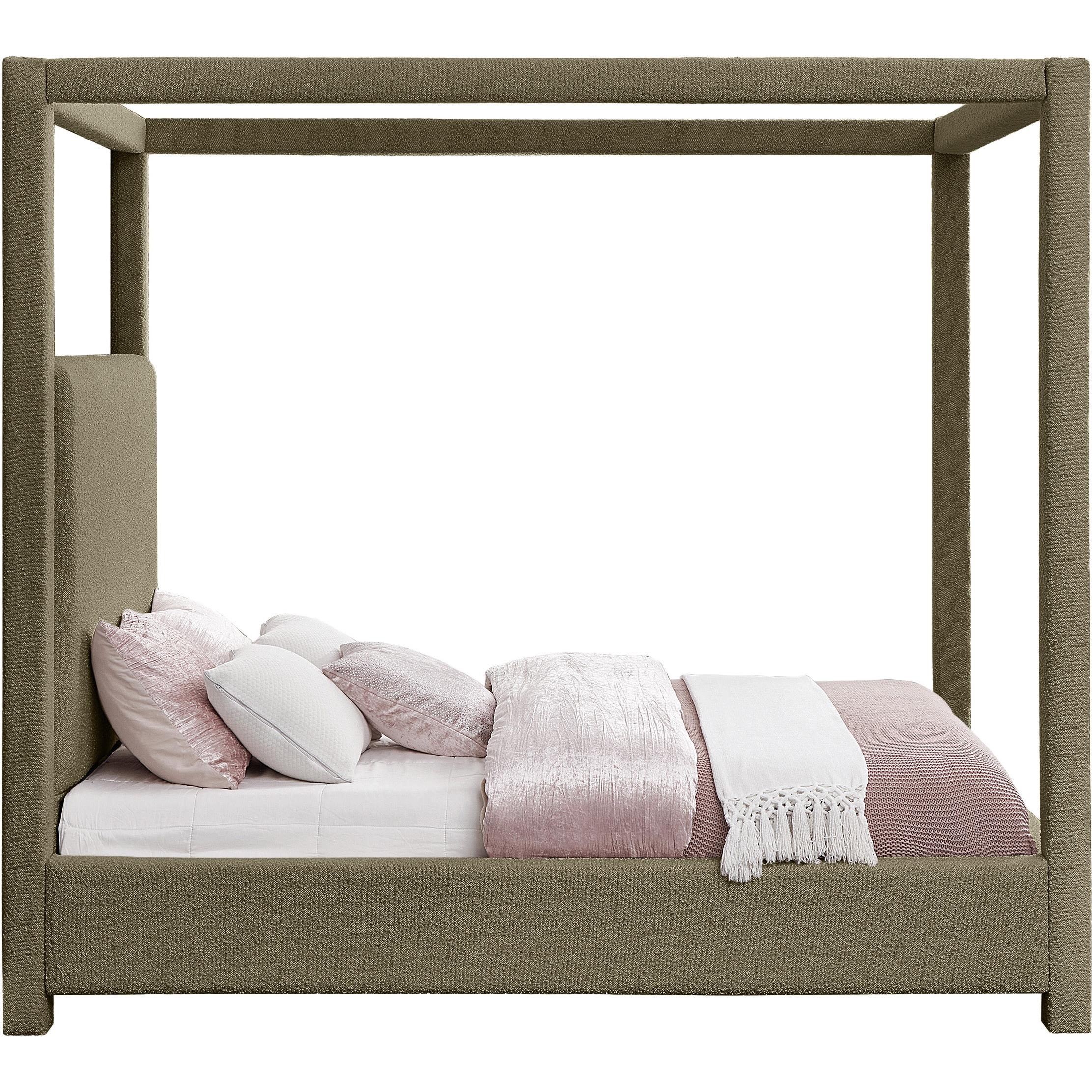 Meridian Eden Olive Boucle Fabric King Bed (3 Boxes)