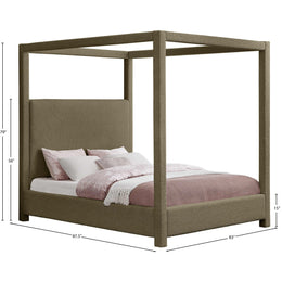 Meridian Eden Olive Boucle Fabric King Bed (3 Boxes)