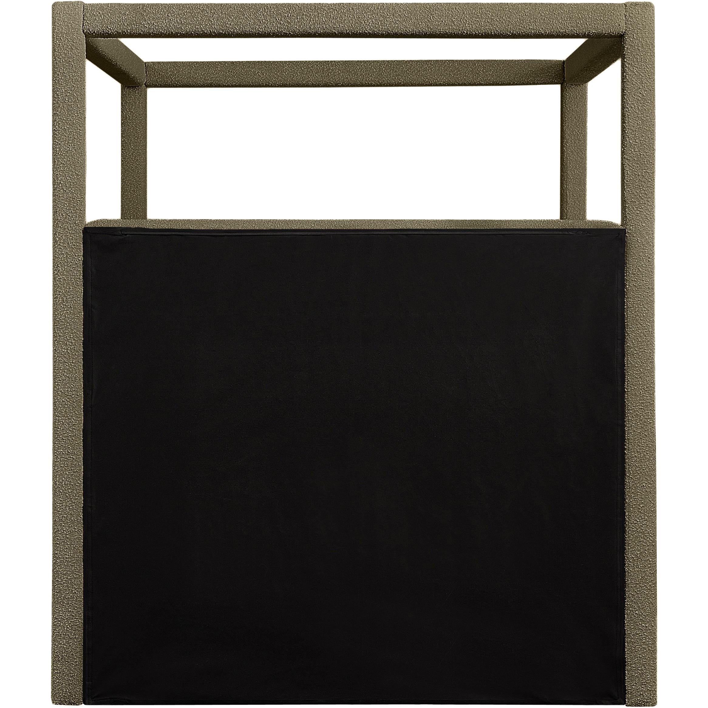 Meridian Eden Olive Boucle Fabric Queen Bed (3 Boxes)