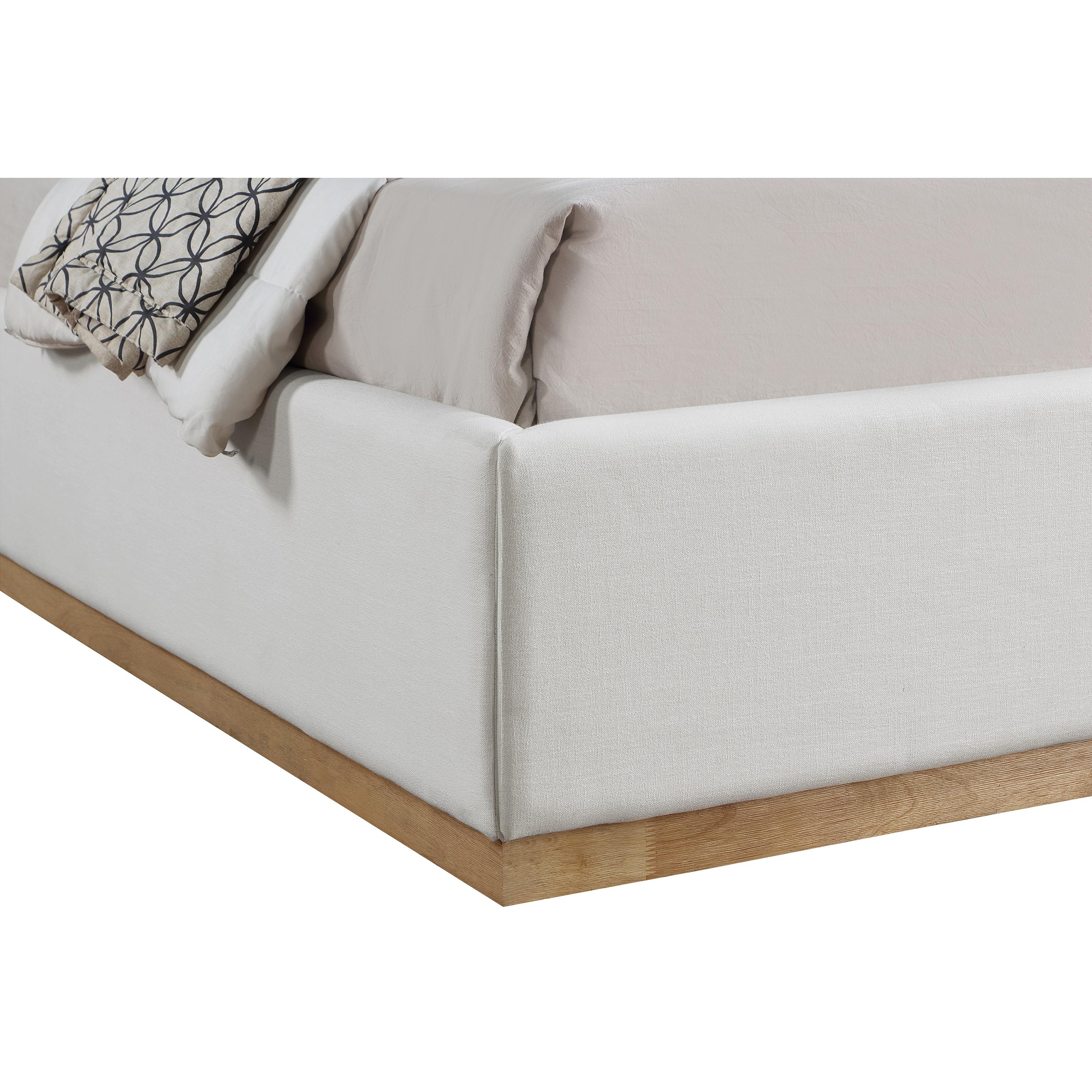 Meridian Flynn Cream Linen Textured Fabric King Bed