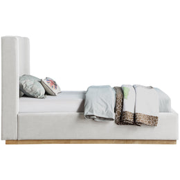 Meridian Flynn Cream Linen Textured Fabric Twin Bed
