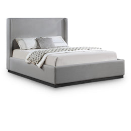 Meridian Flynn Grey Linen Textured Fabric Full Bed