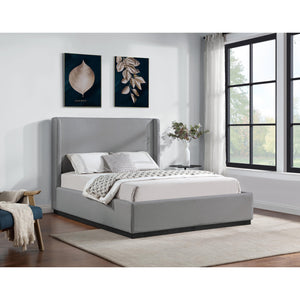 Meridian Flynn Grey Linen Textured Fabric King Bed