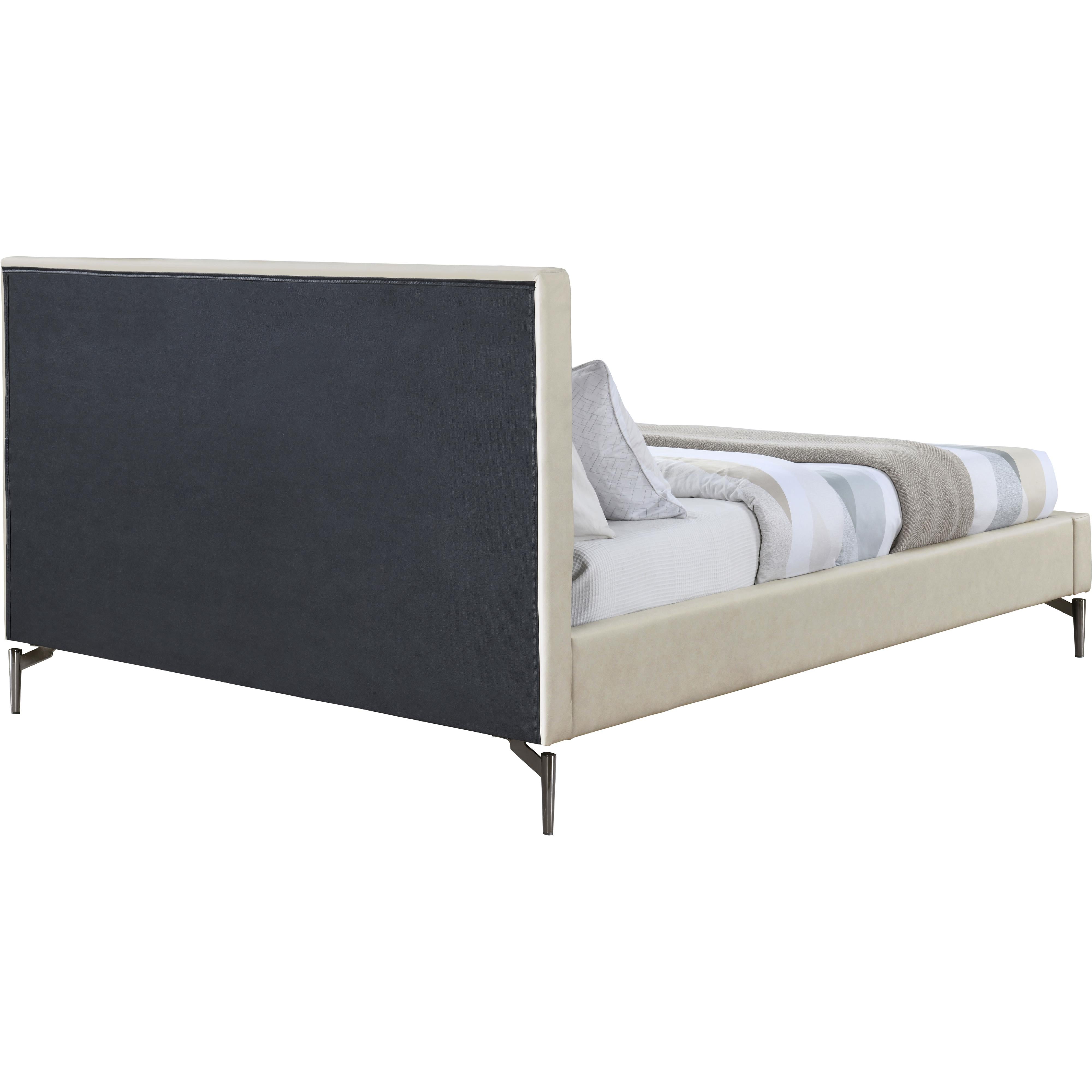 Meridian Gallo Beige Vegan Leather Full Bed