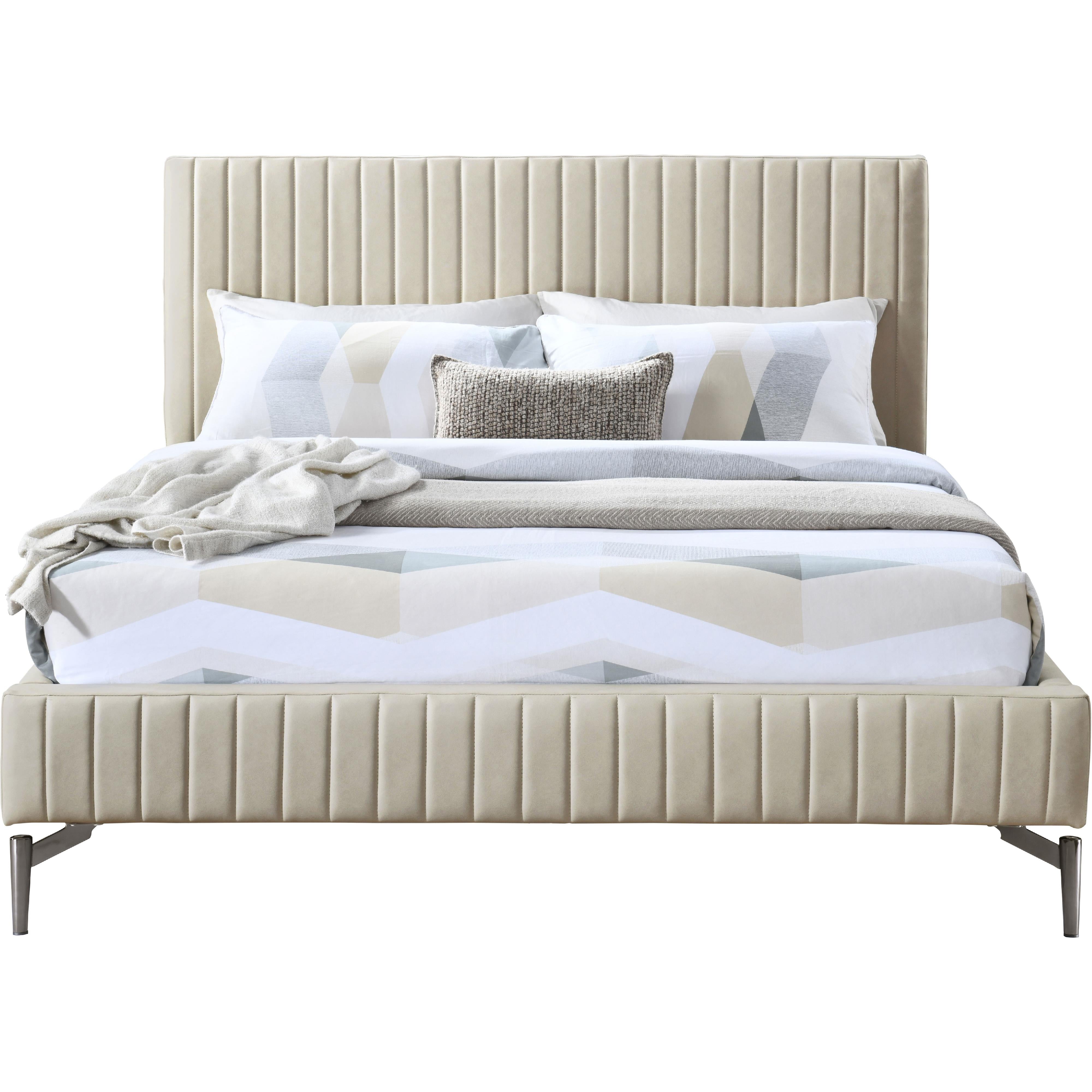Meridian Gallo Beige Vegan Leather King Bed