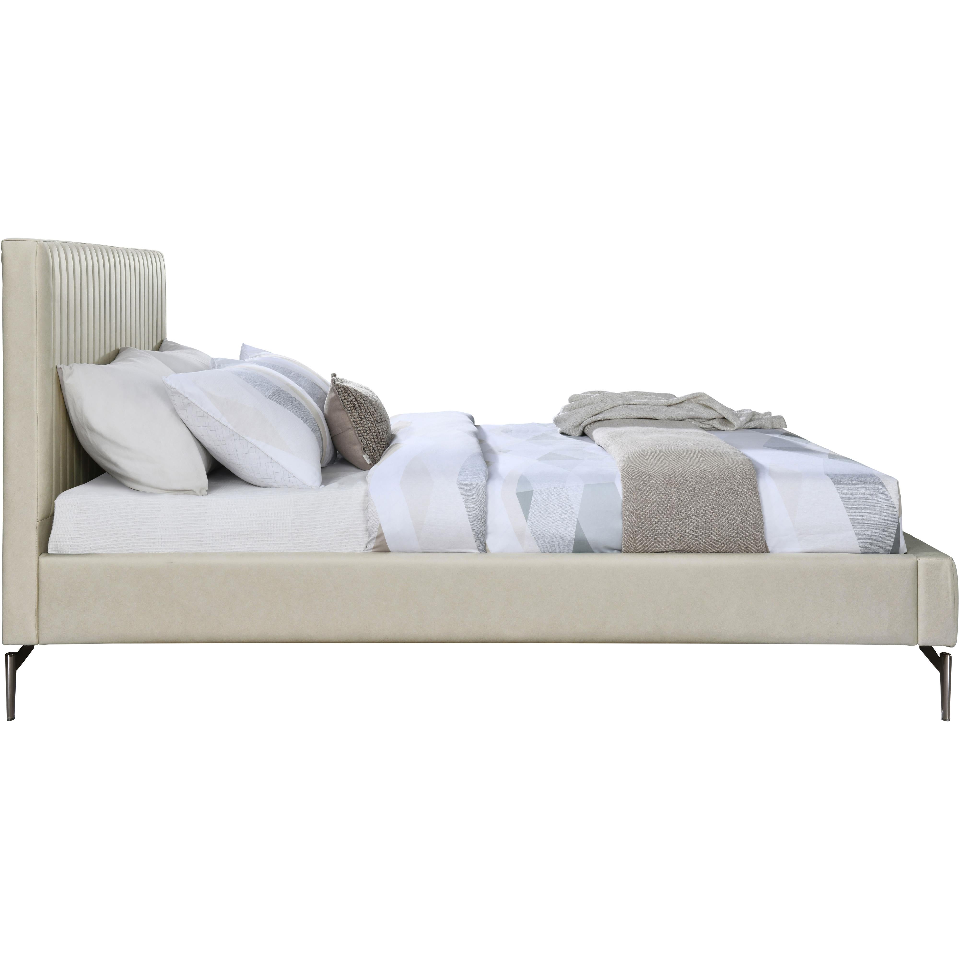 Meridian Gallo Beige Vegan Leather Queen Bed