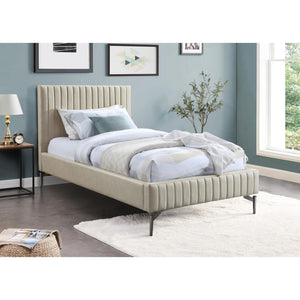 Meridian Gallo Beige Vegan Leather Twin Bed