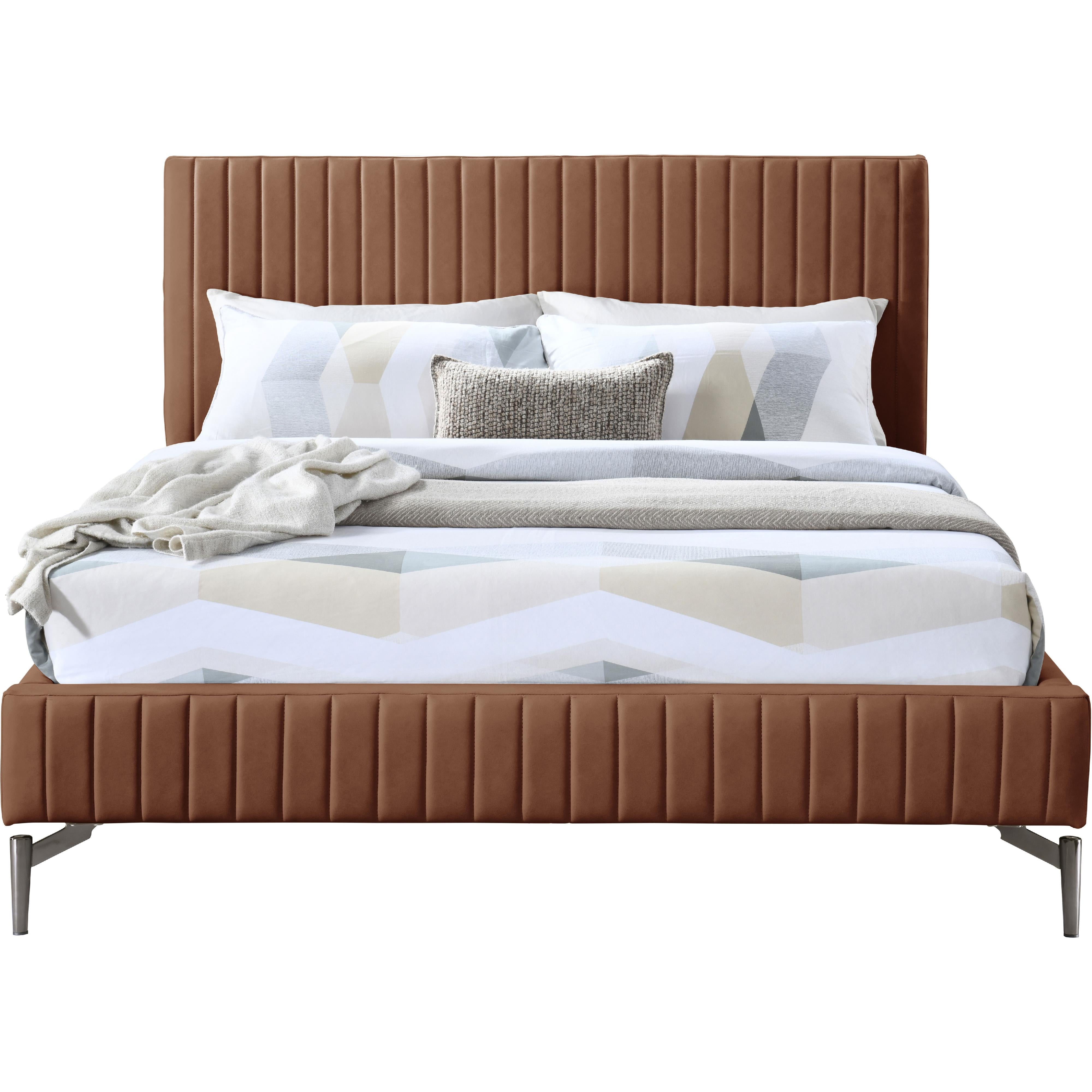Meridian Gallo Cognac Vegan Leather Queen Bed