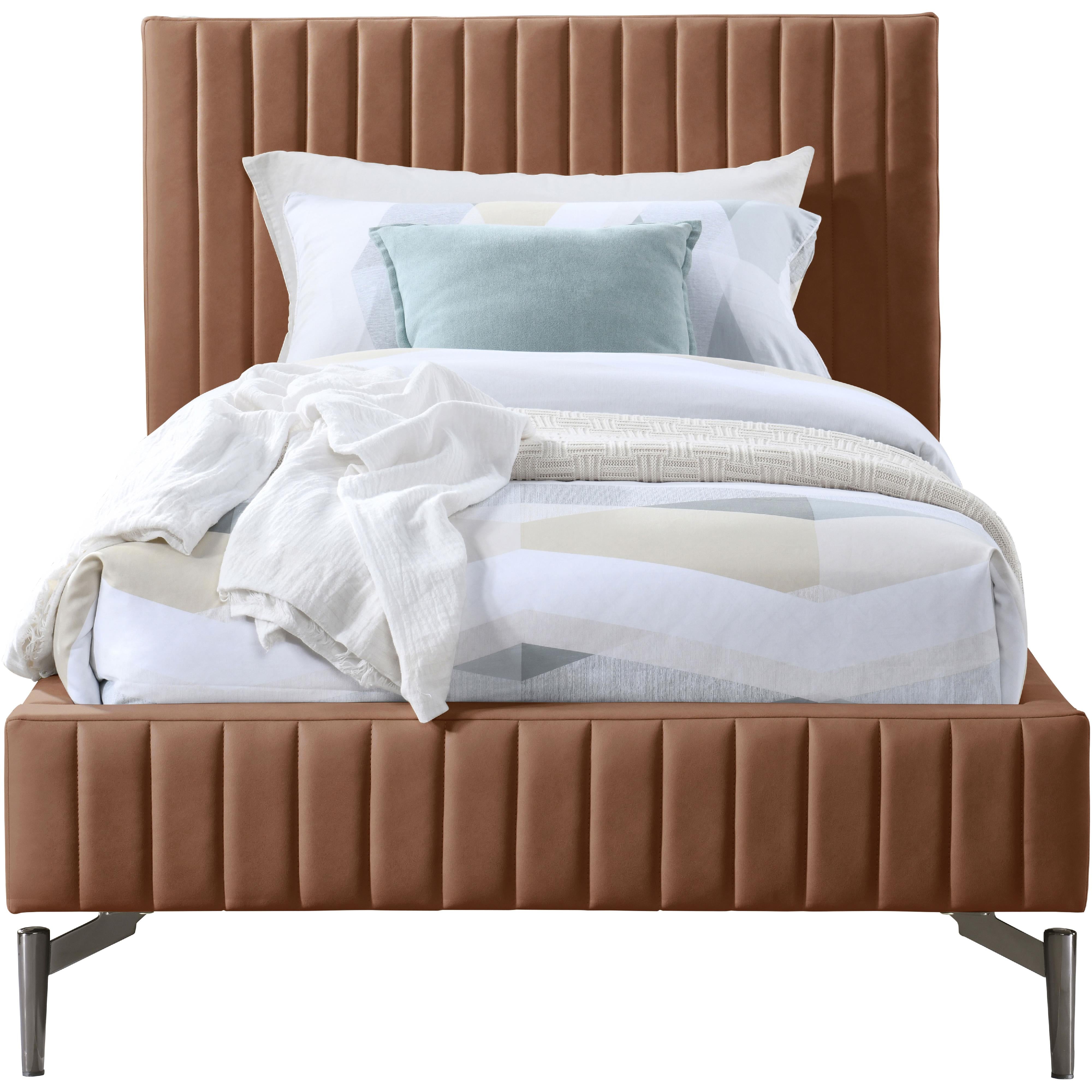 Meridian Gallo Cognac Vegan Leather Twin Bed