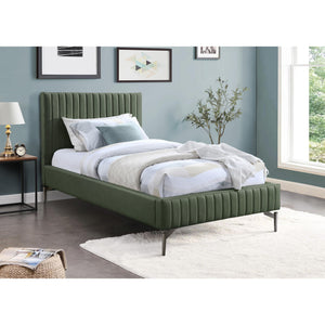 Meridian Gallo Green Vegan Leather Twin Bed