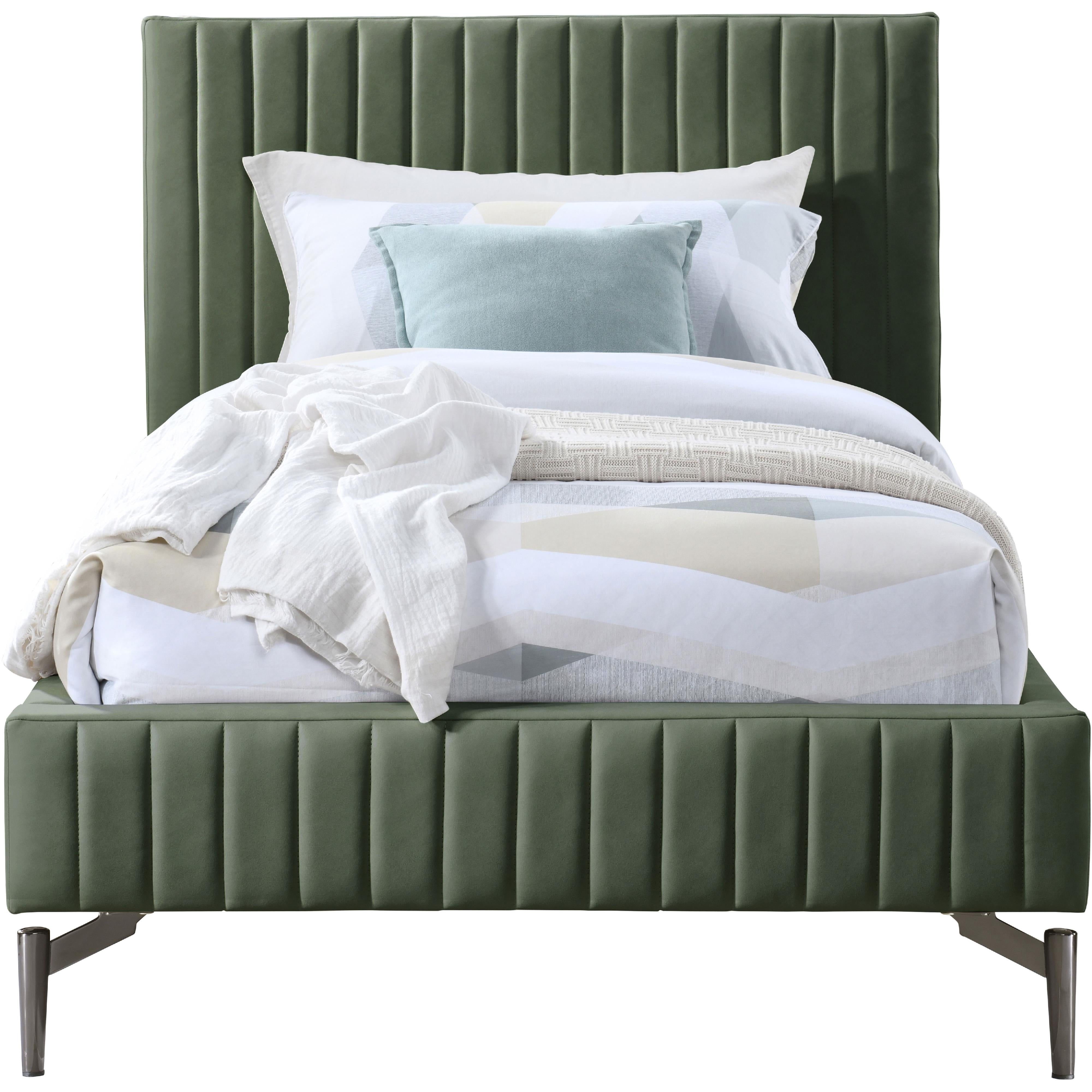 Meridian Gallo Green Vegan Leather Twin Bed