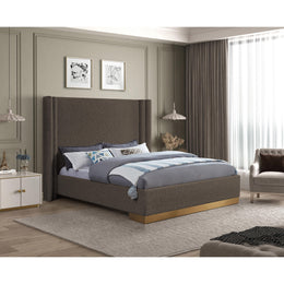 Meridian Halton Brown Boucle Fabric Queen Bed (3 Boxes)