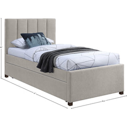 Meridian Harper Beige Linen Textured Fabric Twin Trundle Bed