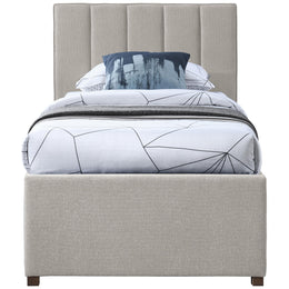 Meridian Harper Beige Linen Textured Fabric Twin Trundle Bed