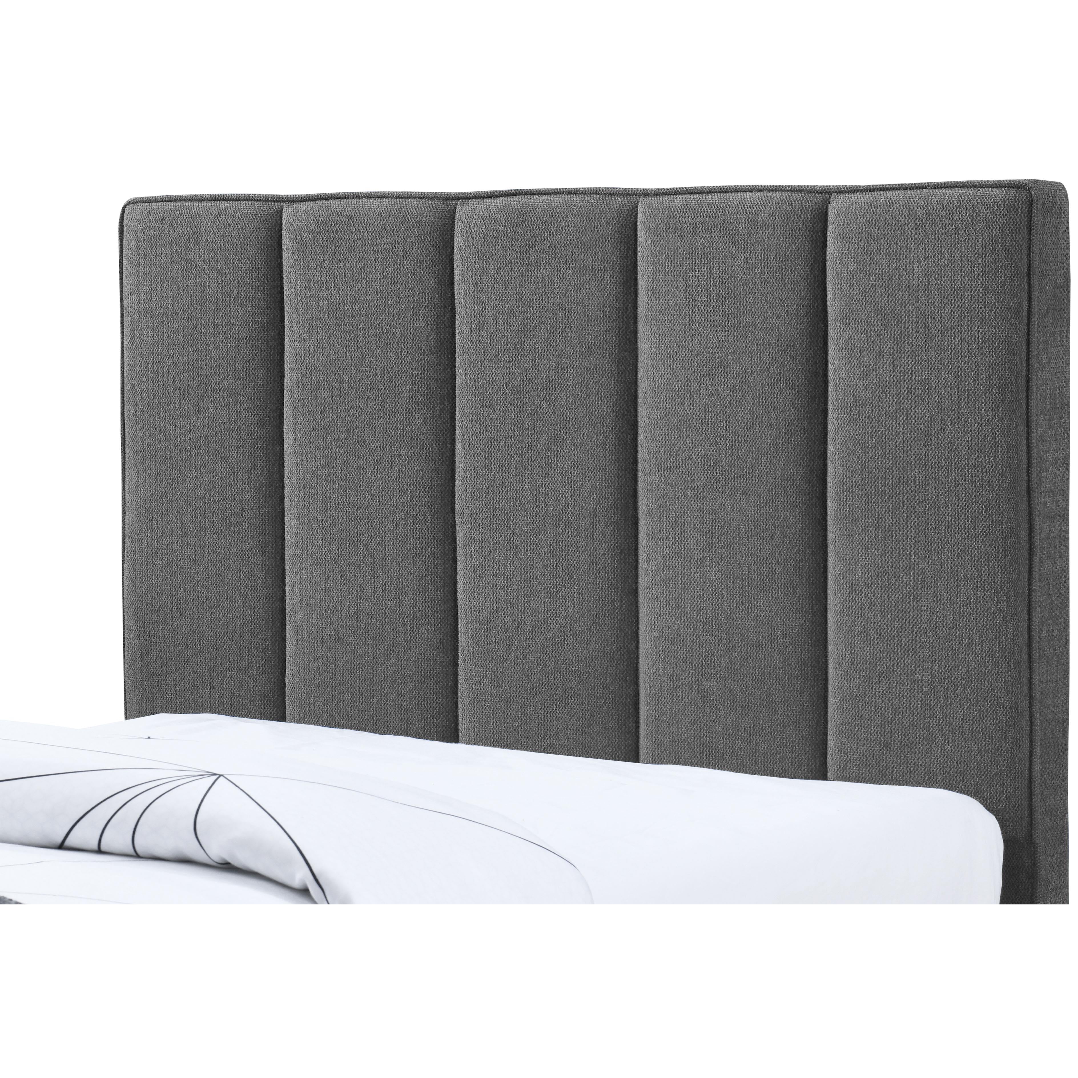 Meridian Harper Grey Linen Textured Fabric Twin Trundle Bed
