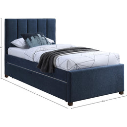 Meridian Harper Navy Linen Textured Fabric Twin Trundle Bed