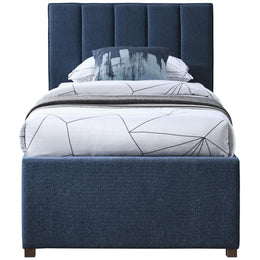 Meridian Harper Navy Linen Textured Fabric Twin Trundle Bed