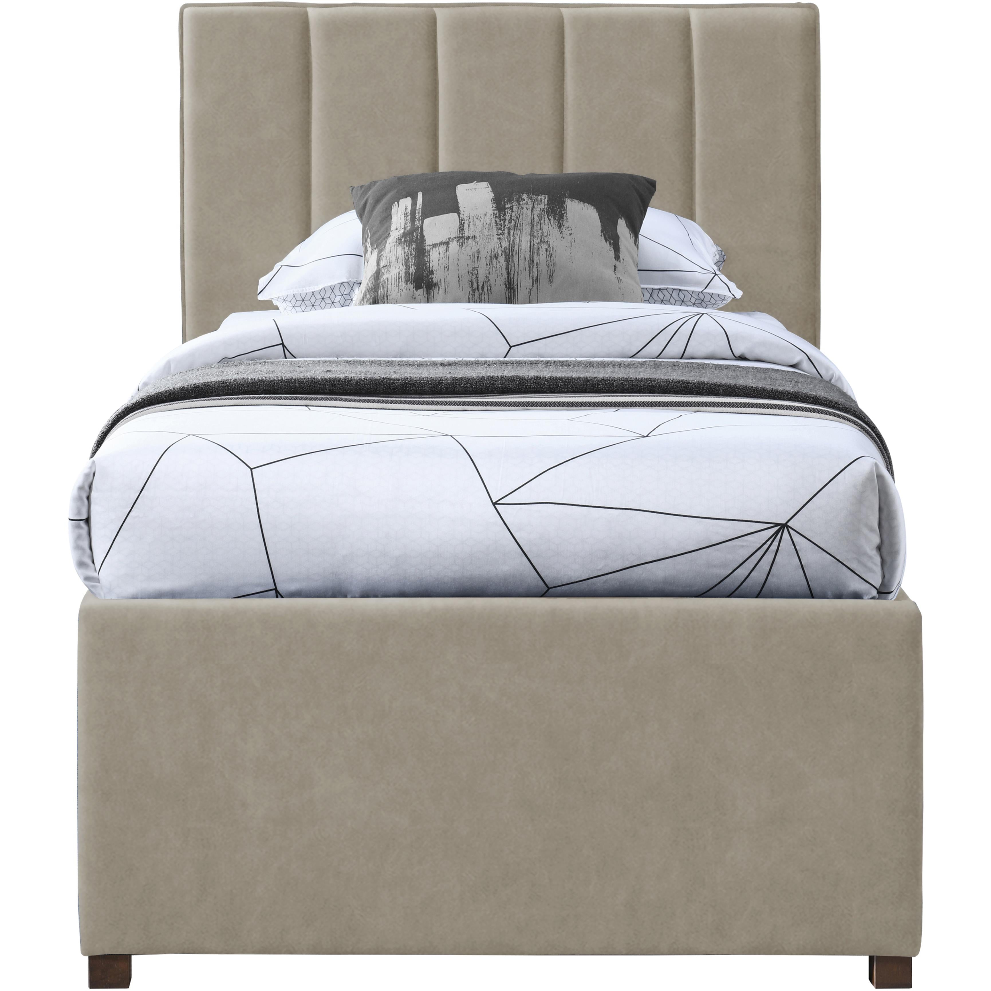 Meridian Hudson Beige Vegan Leather Twin Trundle Bed