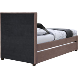 Meridian Hudson Brown Vegan Leather Twin Trundle Bed
