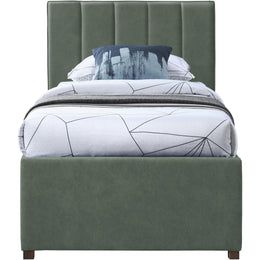 Meridian Hudson Green Vegan Leather Twin Trundle Bed