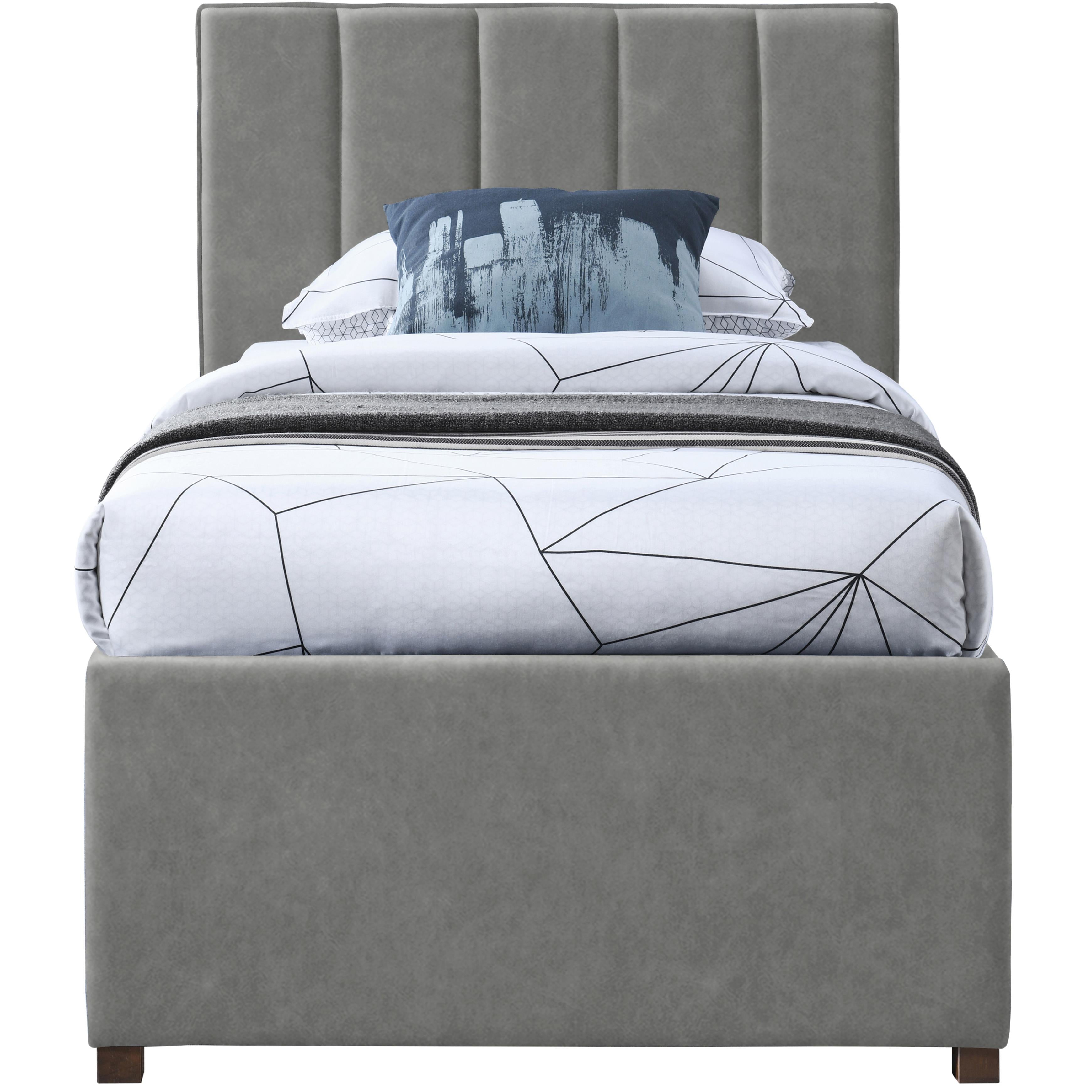 Meridian Hudson Grey Vegan Leather Twin Trundle Bed