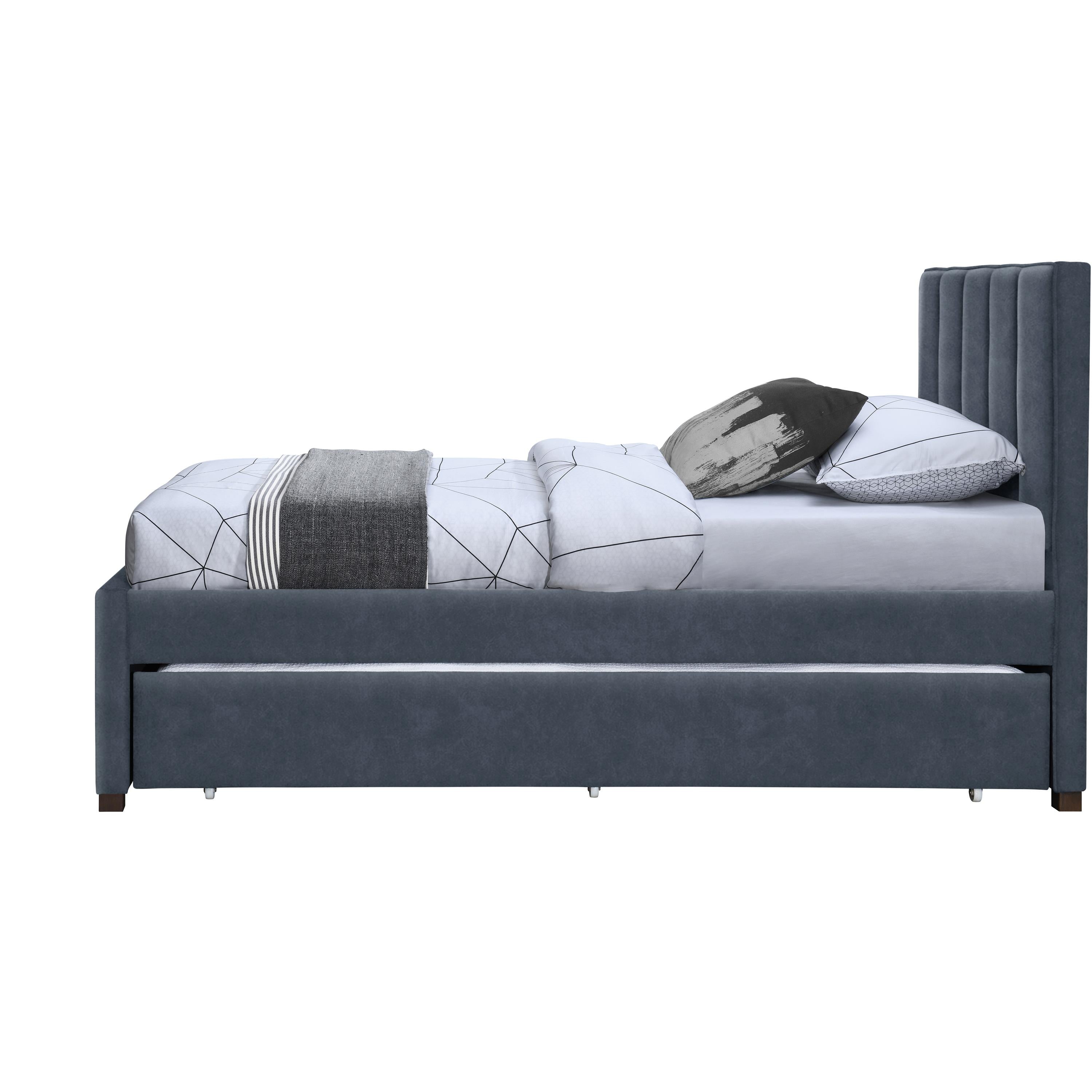 Meridian Hudson Navy Vegan Leather Twin Trundle Bed