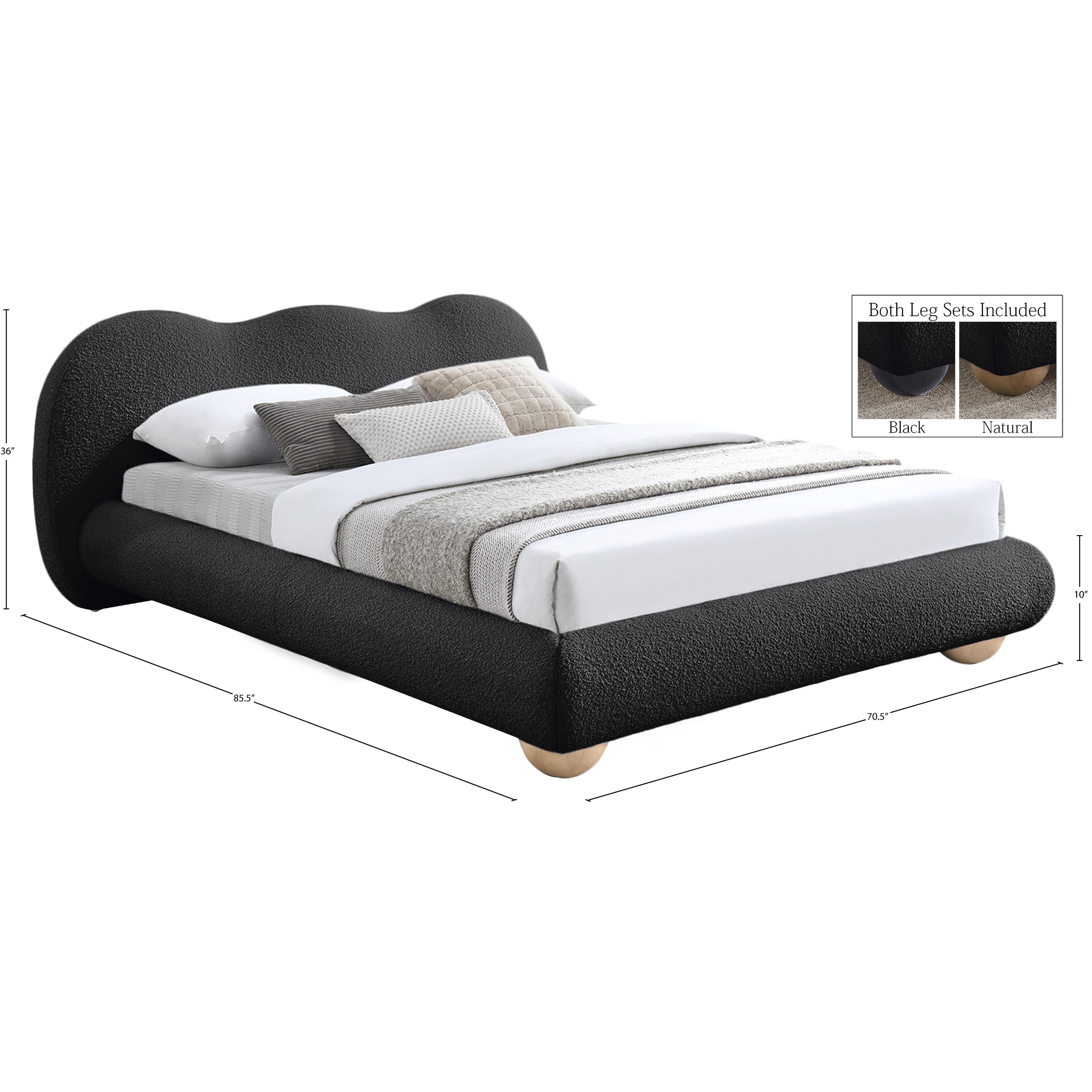 Meridian Hyde Black Boucle Fabric Full Bed (3 Boxes)