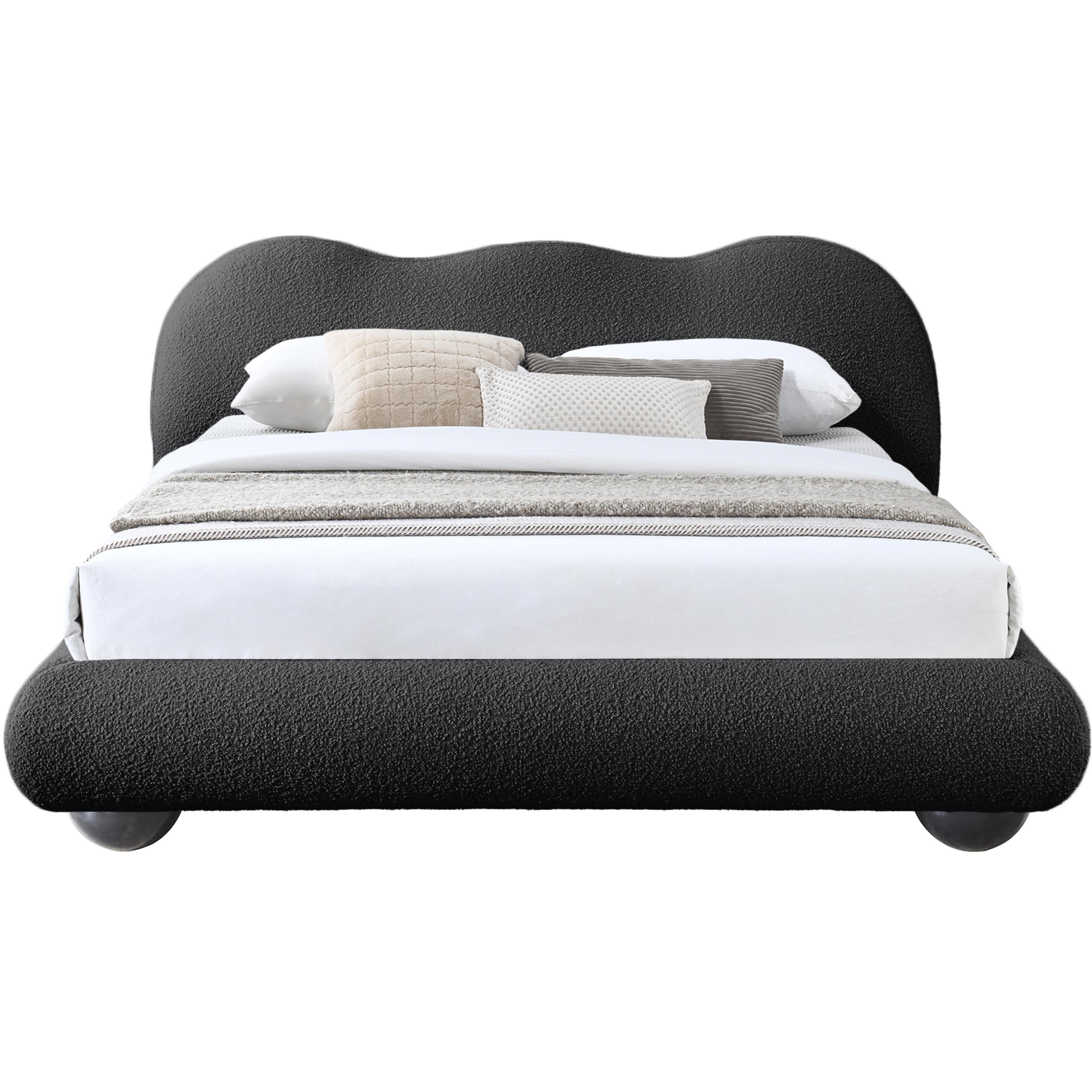 Meridian Hyde Black Boucle Fabric Full Bed (3 Boxes)